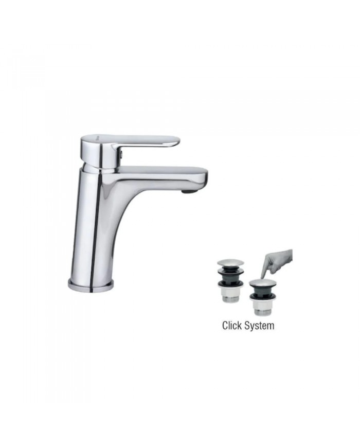 Modea Drop Chrome Washbasin Faucet With Stainless Steel Cap Click System (00-08501)
