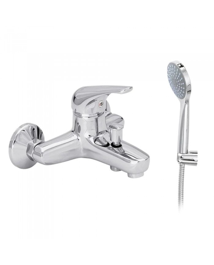 Modea Viospiral Elit Chrome Bathroom Faucet Wall-Mounted Set With Shower Telephone, Spiral & Base(00-02002)