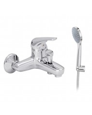 Modea Viospiral Elit Chrome Bathroom Faucet Wall-Mounted Set With Shower Telephone, Spiral & Base(00-02002)