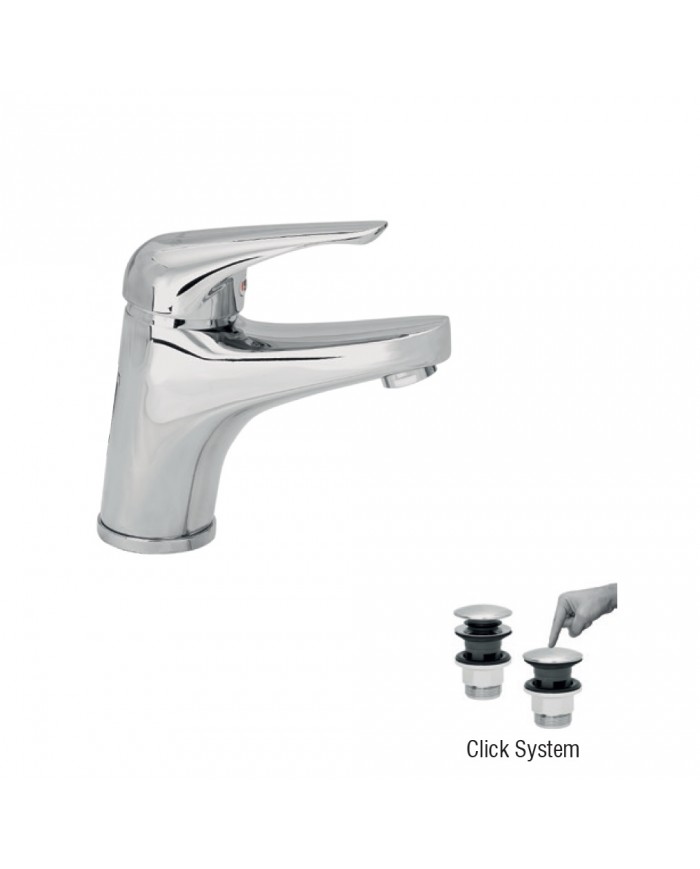Modea Elit Chrome Washbasin Faucet With Stainless Steel Cap Click System (00-02001)