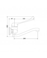 Modea Elit Chrome Wall Washbasin Faucet for Disabled (00-02019)