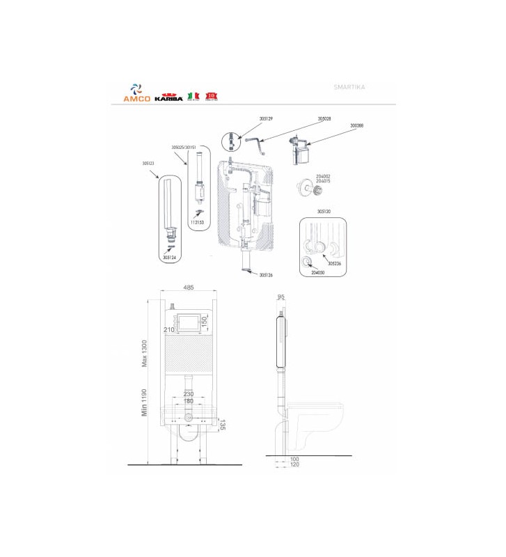Built-in cistern Kariba Smartika with control board