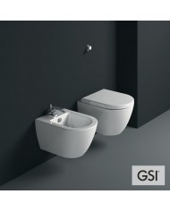 Λεκάνη Κρεμαστή Rimless GSI Pura 881600C Swirl White Glossy με Κάλυμμα Βακελίτη Slim Soft Close αποσπώμενο (50cm)