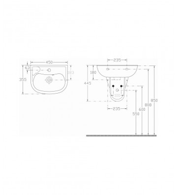 Νιπτήρας Μπάνιου ΤΗΛΟΣ ISVEA AMCO Λευκός 45X35cm  10TP71045