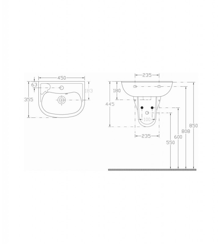 Νιπτήρας Μπάνιου ΤΗΛΟΣ ISVEA AMCO Λευκός 45X35cm  10TP71045