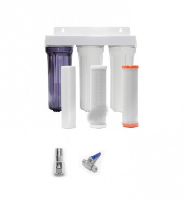 Φίλτρανση 3 σταδίων Oxygon Economy κάτω πάγκου 10" x2,5" Oxygon PP-Series 5μm & X-Clear 0,5μm & Oxygon GAC 5μm  WPC-PN000002-31