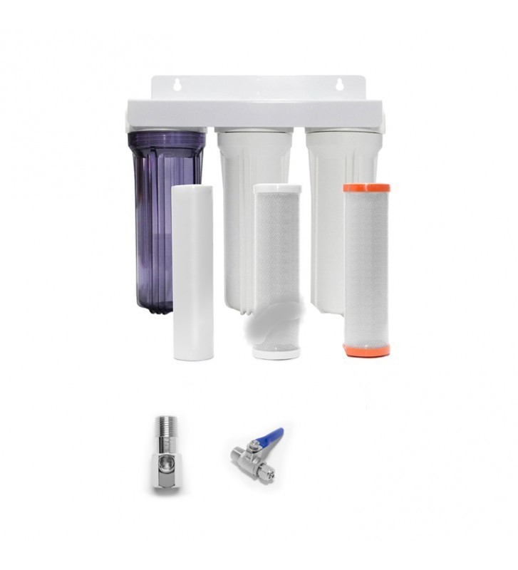 Φίλτρανση 3 σταδίων Oxygon Economy κάτω πάγκου 10" x2,5" Oxygon PP-Series 5μm & X-Clear 0,5μm & Oxygon GAC 5μm  WPC-PN000002-31