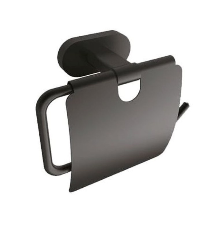 Creavit Planet Paper Holder Matte Black With Cover PL18809S