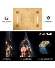 ΚΕΦΑΛΗ ΟΡΟΦ.TEMPTATION 63x48 ΗΧΟΣ-ΧΡΩΜΑΤ.ALMAR INOX PVD BRUSHED GOLD