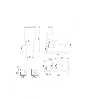 SET Street Gala Square Basin - Cistern - Cover H.P. Rear mouths