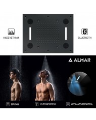 ΚΕΦΑΛΗ ΟΡΟΦ.TEMPTATION 63x48 ΗΧΟΣ-ΧΡΩΜΑΤ.ALMAR INOX PVD BLACK BRUSHED