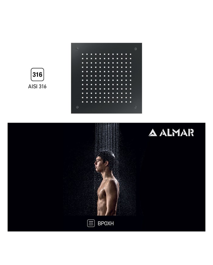 ΚΕΦΑΛΗ ΝΤΟΥΖ ΟΡΟΦΗΣ ENTOIX.TEMPTATION 38x38 INOX PVD BLACK BRUSHED