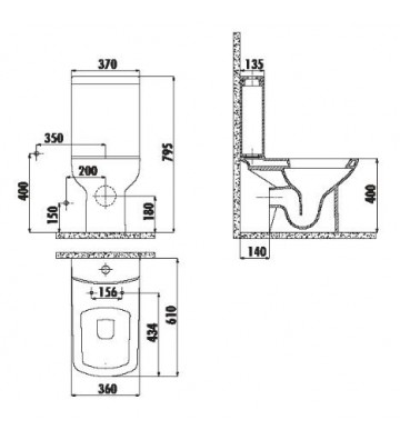 Creavit Quadro Basin Set & Cistern & Piston Cover (LR310)