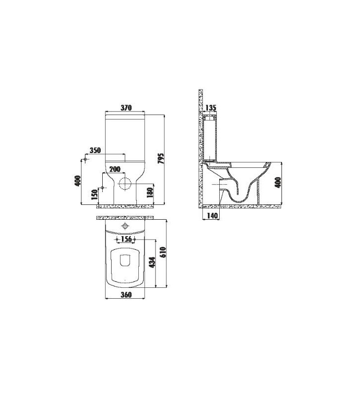 Creavit Quadro Basin Set & Cistern & Piston Cover (LR310)