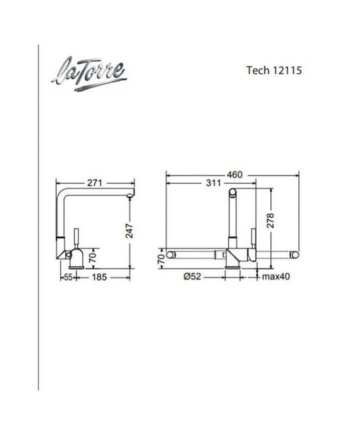 High Tech La Torre 12115-110 Stainless Steel Sink Faucet