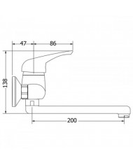 Modea Elit Chrome Wall Mounted Kitchen Faucet (00-02009)