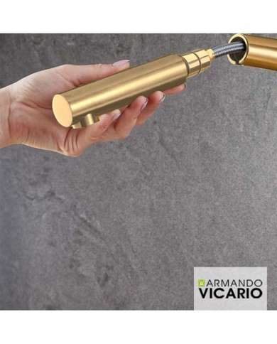 Μπαταρία Νεροχύτη Πάγκου Με Συρόμενο Ντους Armando Vicario Tozo Gold Brushed (48580-201)