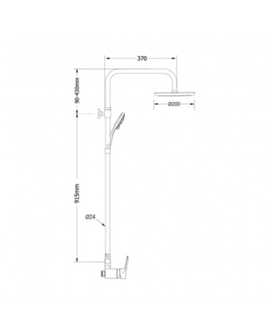 Shower Column with Faucet Modea Optima Height Adjustable Total Black (00-02956/B)
