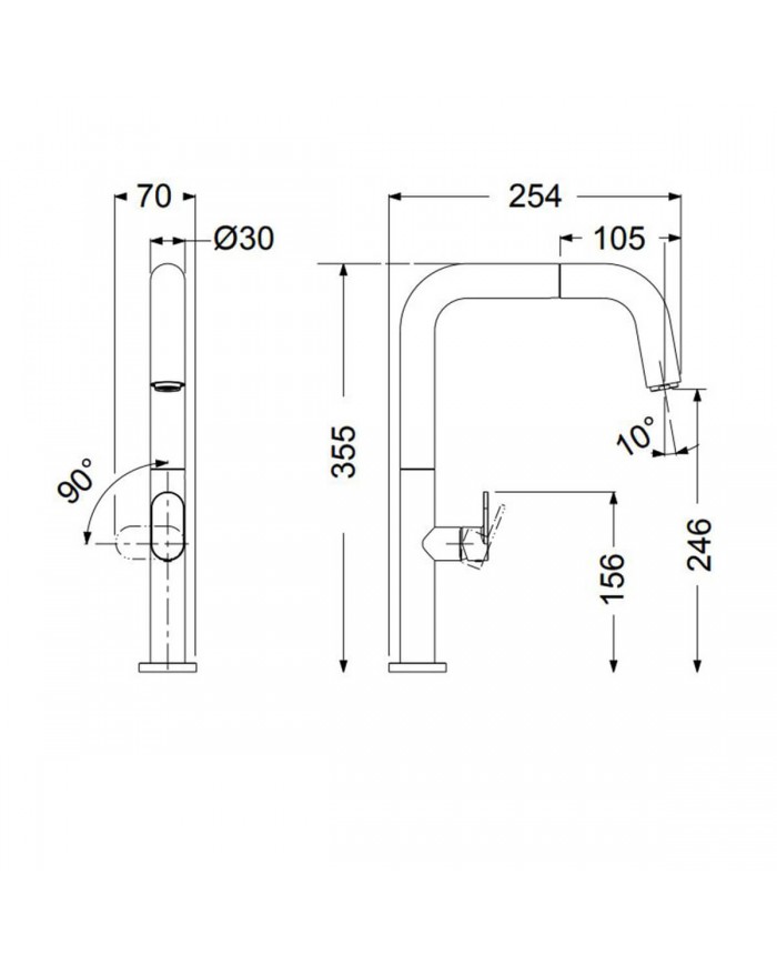 Armando Vicario Eva Inox Finish Countertop Sink Faucet With Sliding Shower & Swivel Spout (400746-110)