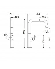 Armando Vicario Eva Inox Finish Countertop Sink Faucet With Sliding Shower & Swivel Spout (400746-110)