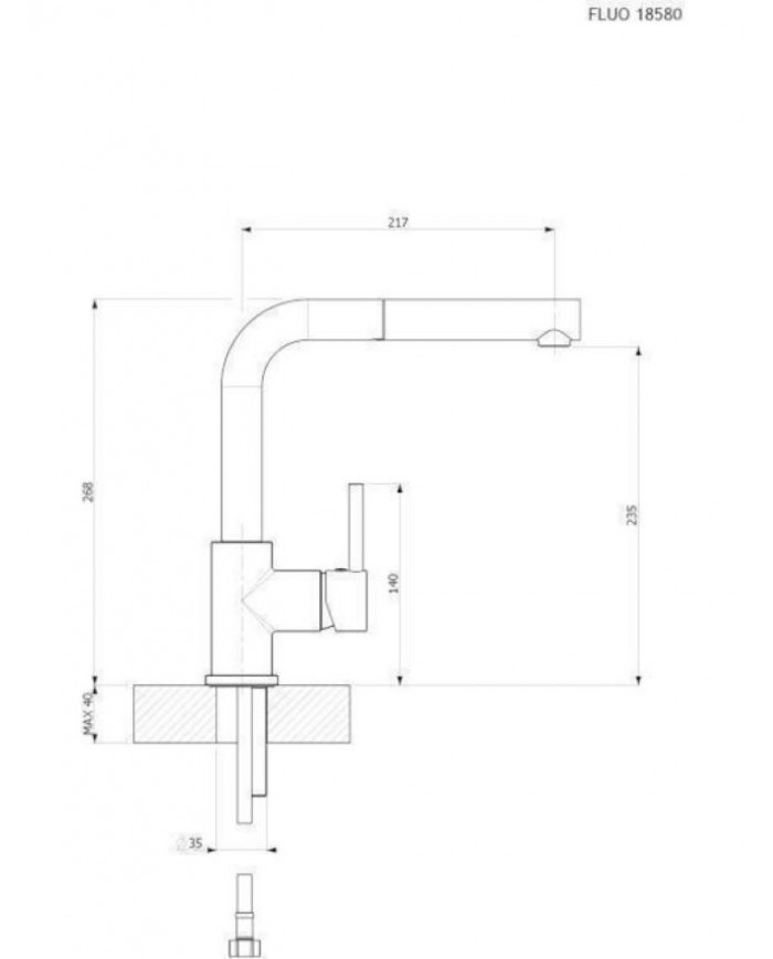 Armando Vicario Fluo Inox Finish Countertop Sink Faucet With Swivel Spout With Sliding Shower (18580-110)
