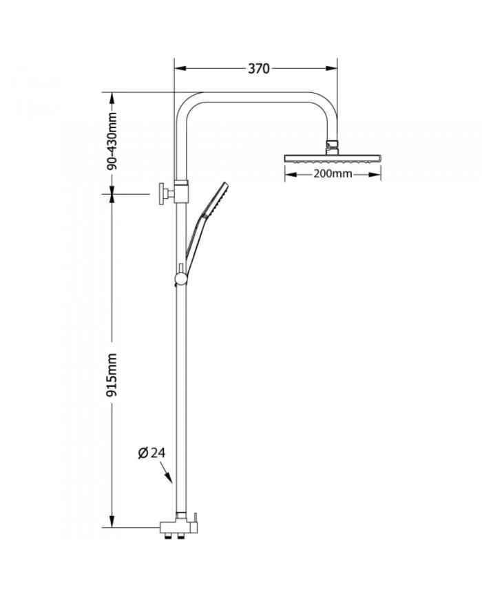 Shower Column Modea Riviera Height Adjustable Black (00-02953/B)