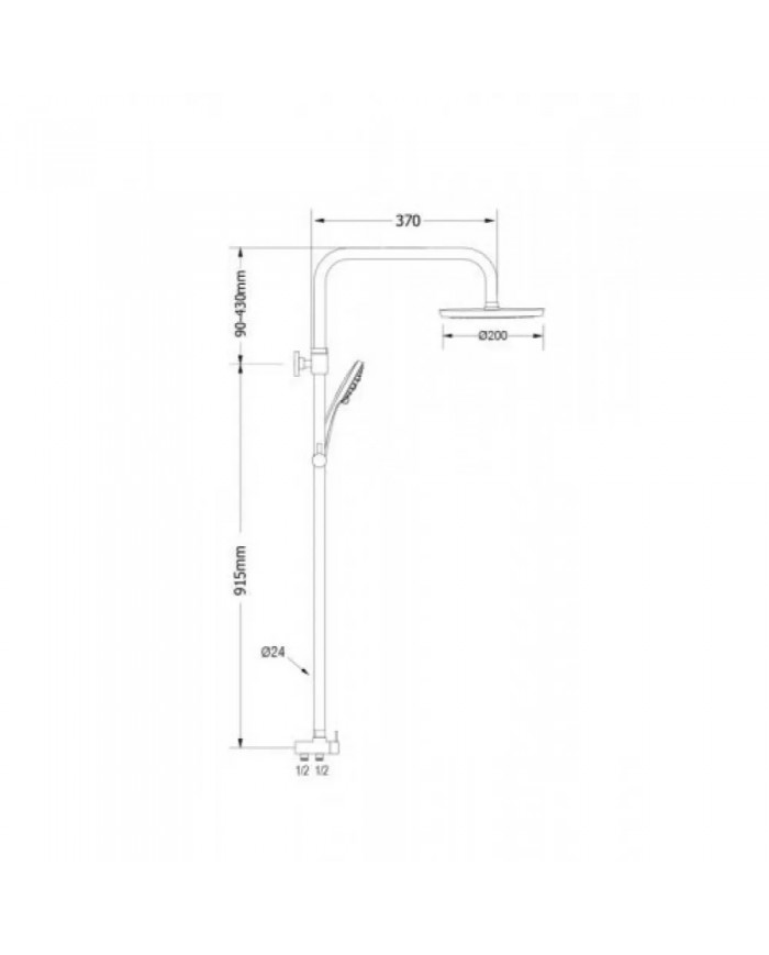 Στήλη Ντουζ Modea Grenada Ρυθμιζόμενου Ύψους Χρωμέ (00-02950)