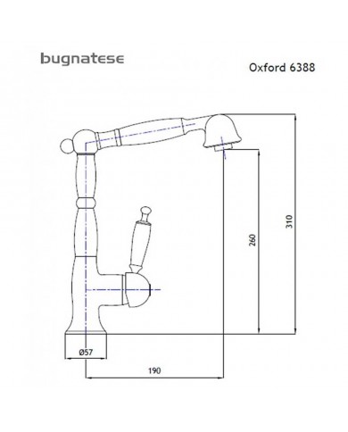 Μπαταρία Νεροχύτη Πάγκου με Ψηλό Περιστρεφόμενο Ρουξούνι & Συρόμενο Ντους Oxford Bugnatese Chrome (6388-100)