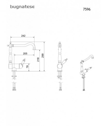 Μπαταρία Νεροχύτη Θερμομικτική με Ανακλινόμενο Ρουξούνι (Σπαστή για Παράθυρο) Bugnatese Bronze (7596-220)