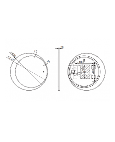 Καθρέφτης Μπάνιου Φωτιζόμενος Led Luminor Eclipse Αντιθαμβωτικός Στρόγγυλος Με Ασύμμετρα Πλαίσια Φ82 (ECL82)