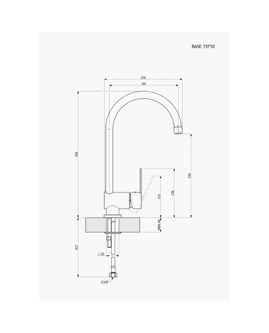 Μπαταρία Νεροχύτη Πάγκου Ψηλό Περιστρεφόμενο Ρουξούνι Armando Vicario Base Chrome (15710-100)