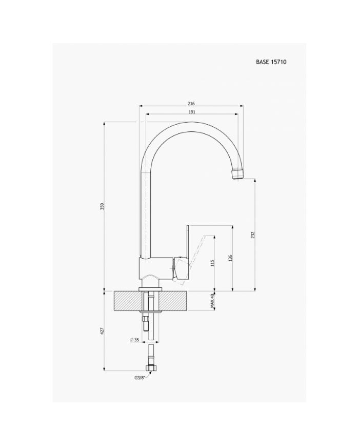 Μπαταρία Νεροχύτη Πάγκου Ψηλό Περιστρεφόμενο Ρουξούνι Armando Vicario Base Chrome (15710-100)