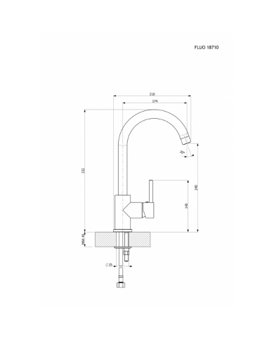 Μπαταρία Νεροχύτη Πάγκου Ψηλό Περιστρεφόμενο Ρουξούνι Armando Vicario Fluo Chrome (18710-100)
