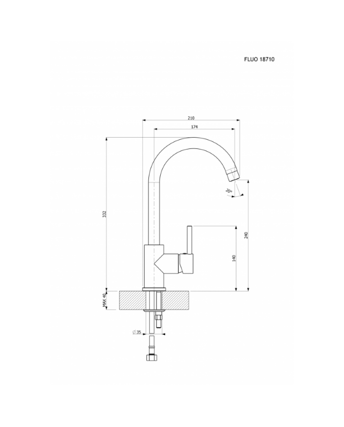 Countertop Sink Faucet High Swivel Armando Vicario Fluo Chrome (18710-100)