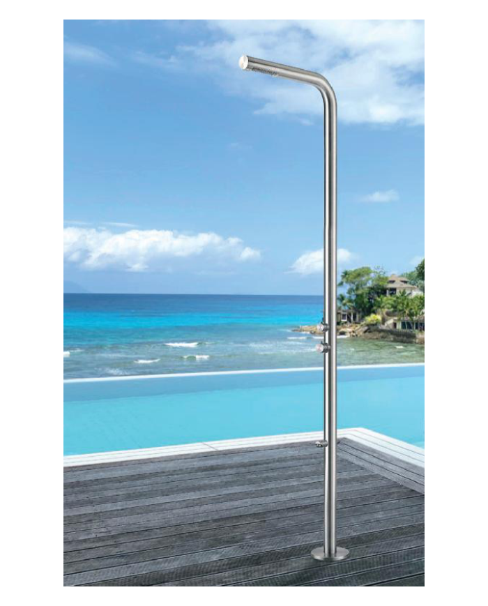 Inox Dona thermo-mixing outdoor shower column With Icos Floor Mixer Height: 220 cm (DONAMIX)