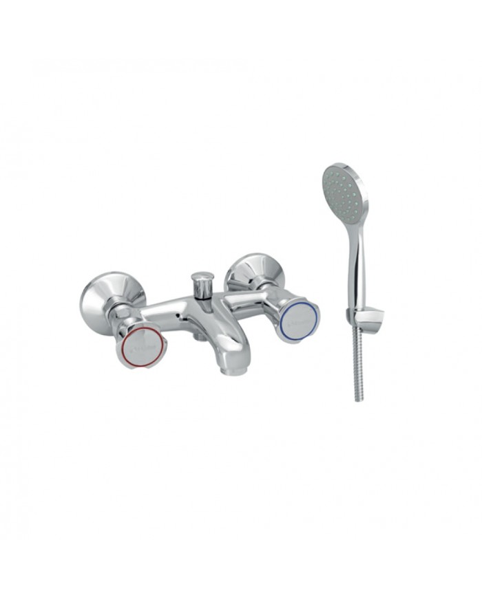 Modea Viospiral Corona Chrome Bathroom Faucet Wall-Mounted Set With Shower Telephone, Spiral & Base(00-04300)