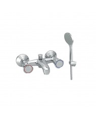Modea Viospiral Corona Chrome Bathroom Faucet Wall-Mounted Set With Shower Telephone, Spiral & Base(00-04300)