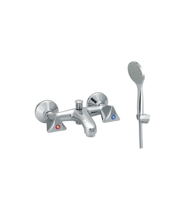 Modea Viospiral Milena Chrome Bathroom Faucet Wall-Mounted Set With Shower Telephone, Spiral & Base(00-04200)