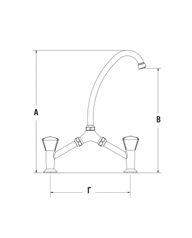 Μπαταρία Νιπτήρα Modea Corona Γέφυρα Χρωμέ με Μηχανισμό Κεραμικός Μισόστροφος 90 (00-04401)