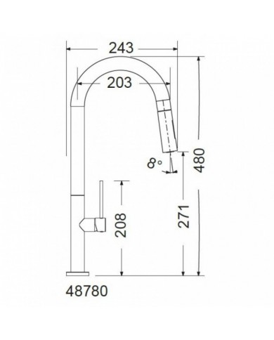 Μπαταρία Νεροχύτη Πάγκου Με Περιστρεφόμενο Ρουξούνι & Συρόμενο Ντους Διπλής Ροής Armando Vicario Tozo Silverstone (48780-1442)