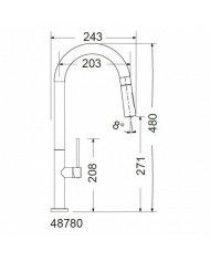 Armando Vicario Tozo Nero Countertop Sink Faucet With Swivel Spout & Sliding Dual Flow Shower (48780-1401)