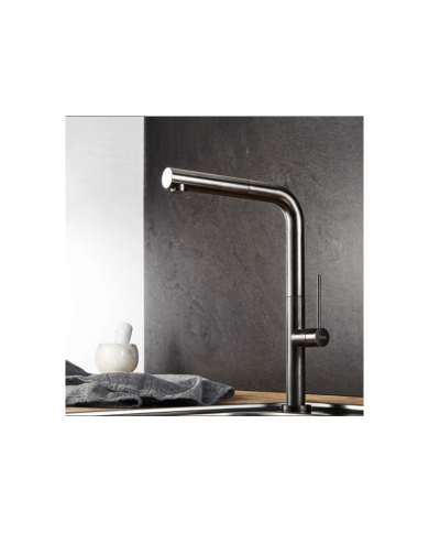 Μπαταρία Νεροχύτη Πάγκου Με Περιστρεφόμενο Ρουξούνι & Συρόμενο Ντους Armando Vicario Tozo 48580 Black Brushed