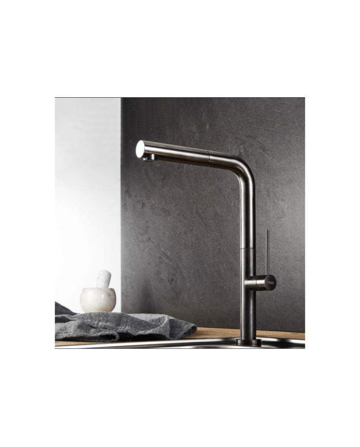 Armando Vicario Tozo Countertop Sink Faucet With Swivel Spout & Sliding Shower 48580 Black Matt (48580-400)
