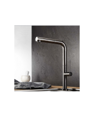 Armando Vicario Tozo Countertop Sink Faucet With Swivel Spout & Sliding Shower 48580 Black Matt (48580-400)