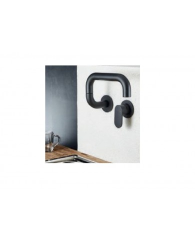 Μπαταρία Νεροχύτη Τοίχου Με Ψηλό Περιστρεφόμενο Ρουξούνι Armando Vicario Laundry Black Matt (400747-400)