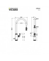 Armando Vicario Black Matt/Brushed Gold 2 Function Countertop Sink Faucet With Swivel Spout With Sliding Shower