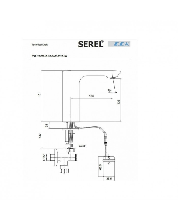 Serel/Eca Electronic Mixer Tap, With Chrome Temperature Control Lever(108108037)