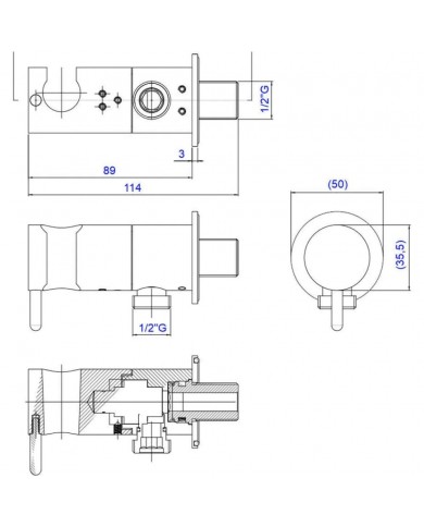 Built-in Bidet System Almar Flush 1 Without Mixing & Sanitary Shower 1 Hole Inox (E136004-110)