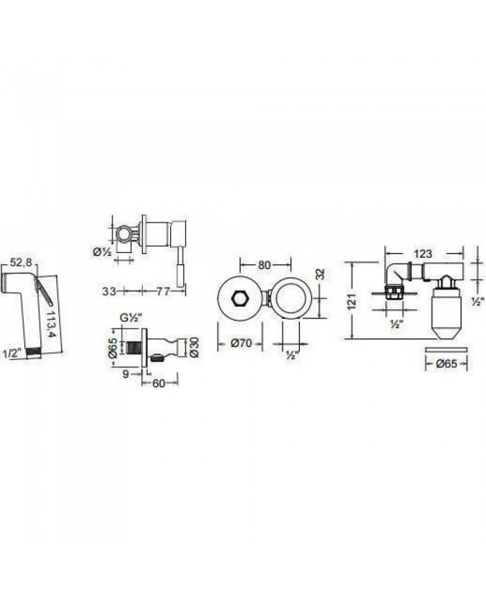 Built-in Bidet System La Torre Tech Flush Mix with Mixer & Sanitary Shower White Matt 1 Hole (12211-300)