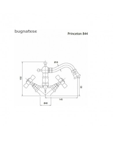 Μπαταρία Μπιντέ Αναμεικτική Bugnatese Princeton Ρετρό Chrome με Αυτόματη Βαλβίδα (844-100)